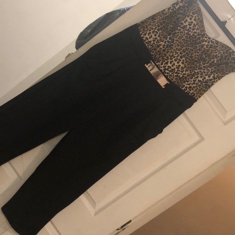 Strapless leopard romper